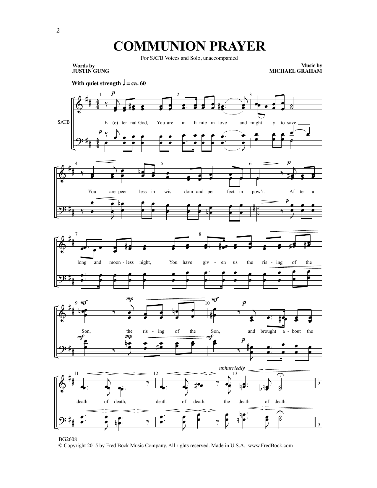 Michael Graham Communion Prayer sheet music notes and chords arranged for SATB Choir