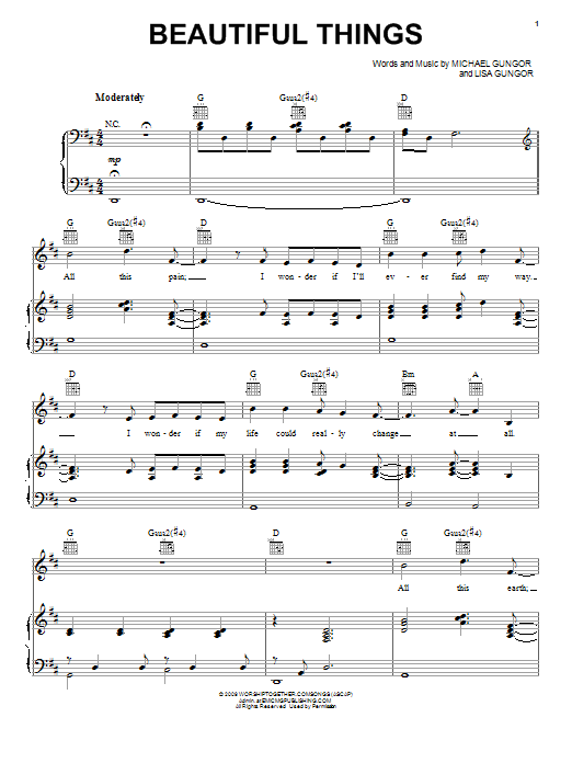Michael Gungor Beautiful Things sheet music notes and chords arranged for Lead Sheet / Fake Book