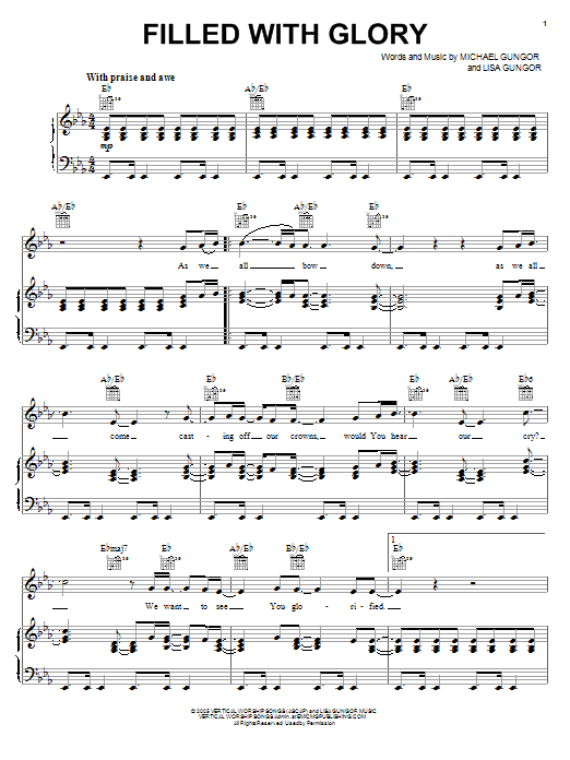 Michael Gungor Filled With Glory sheet music notes and chords arranged for Piano, Vocal & Guitar Chords (Right-Hand Melody)