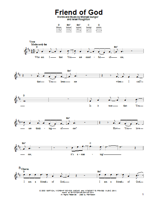 Michael Gungor Friend Of God sheet music notes and chords arranged for Lead Sheet / Fake Book