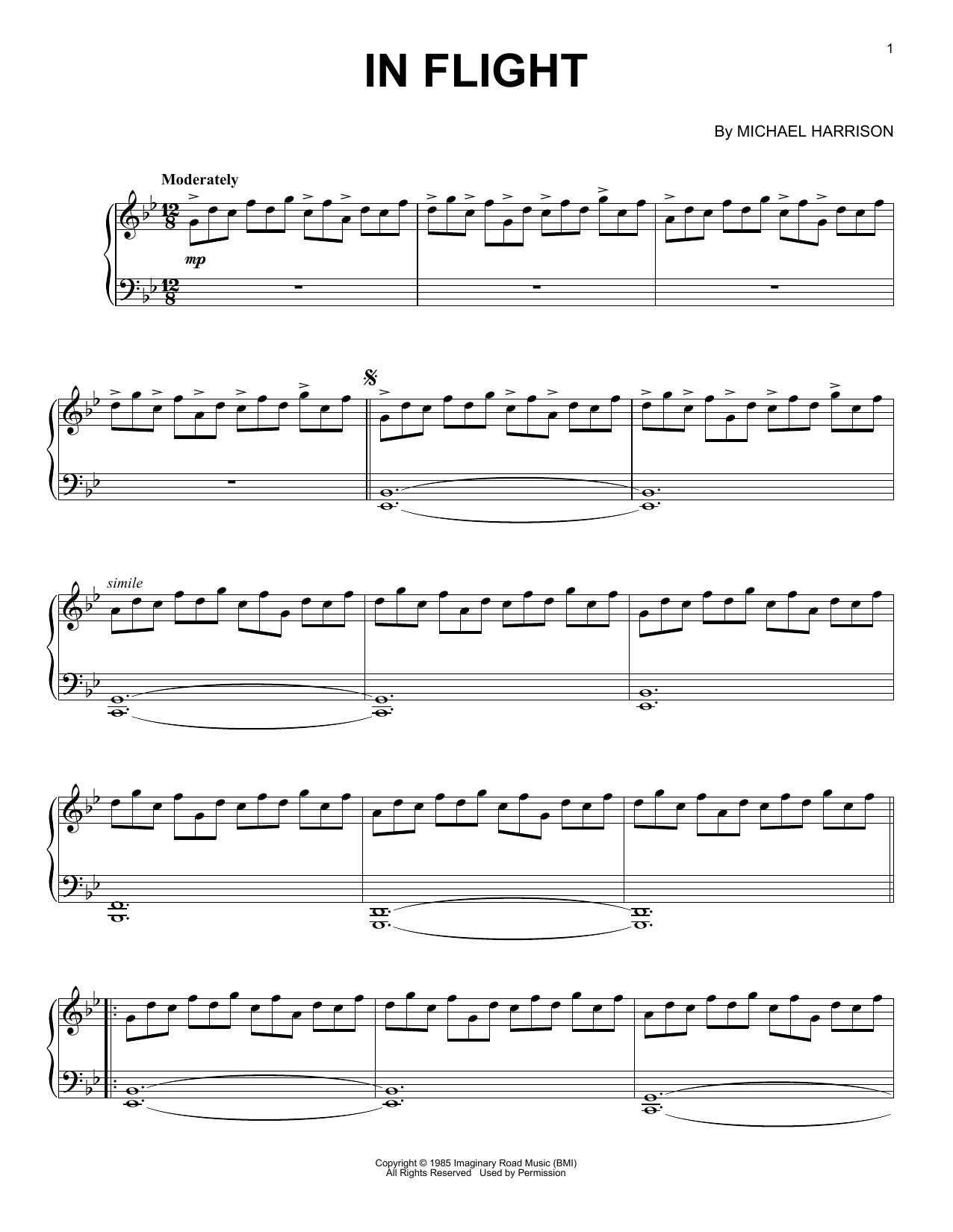 Michael Harrison In Flight sheet music notes and chords arranged for Piano Solo