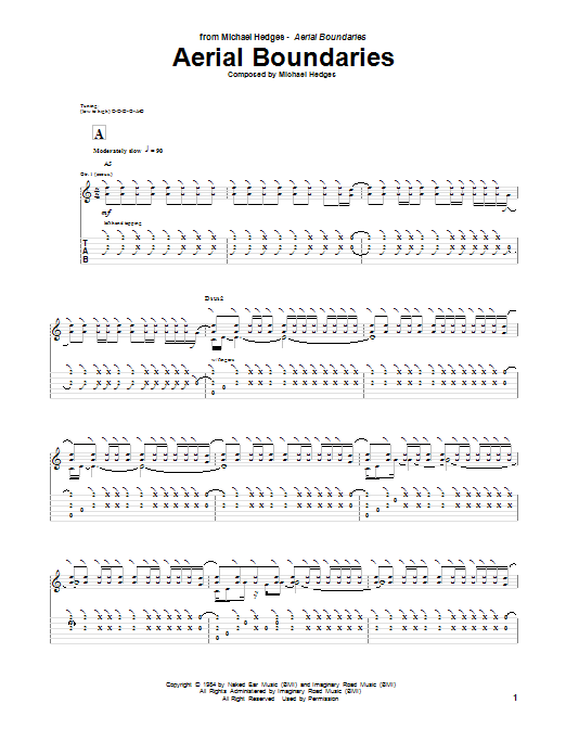 Michael Hedges Aerial Boundaries sheet music notes and chords arranged for Guitar Tab