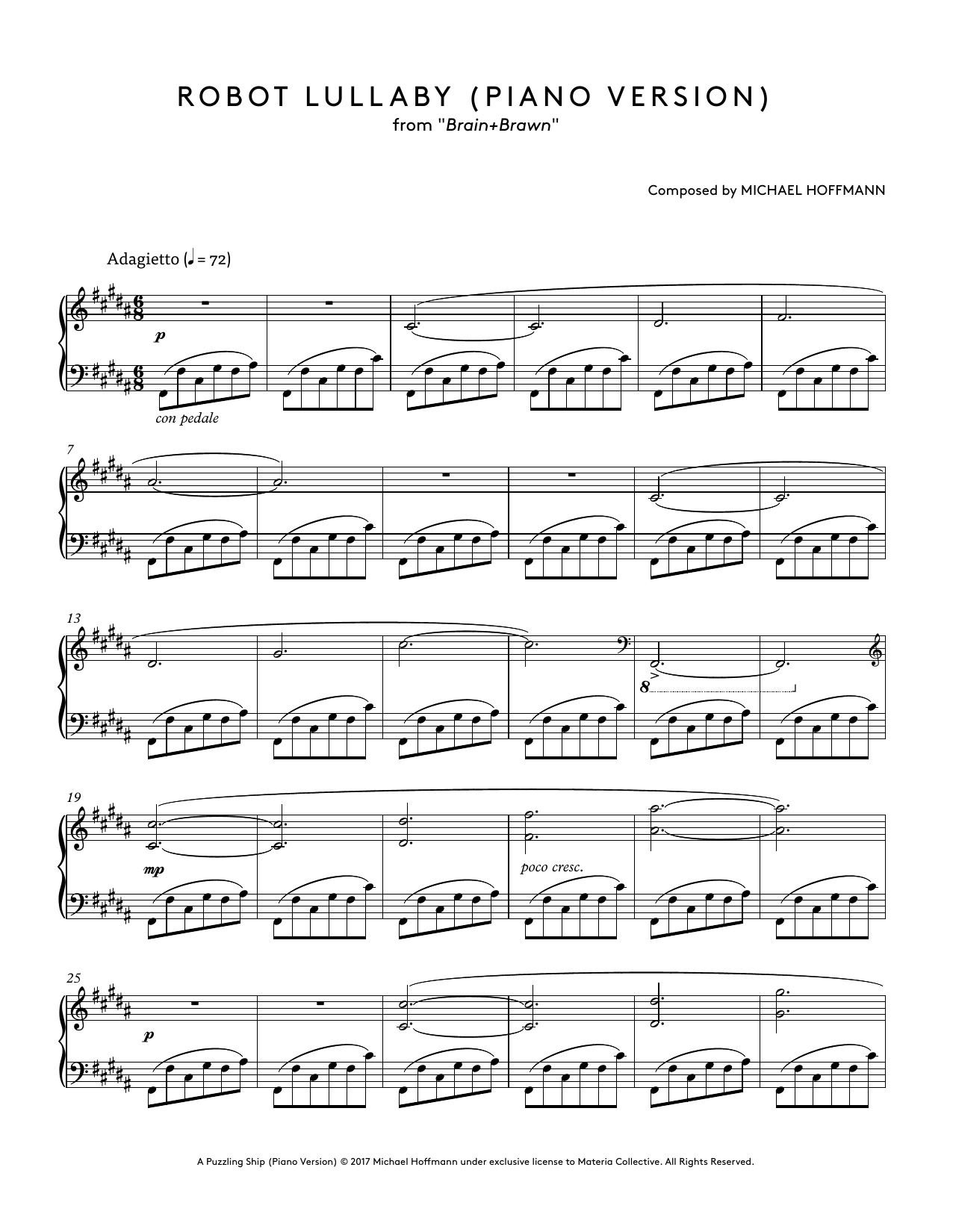 Michael Hoffmann Robot Lullaby sheet music notes and chords arranged for Piano Solo