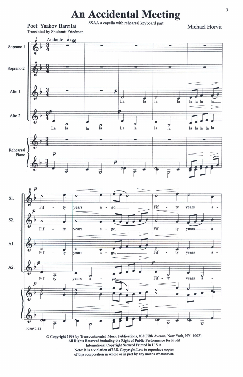 Michael Horvit A Child's Journey sheet music notes and chords arranged for SSAA Choir