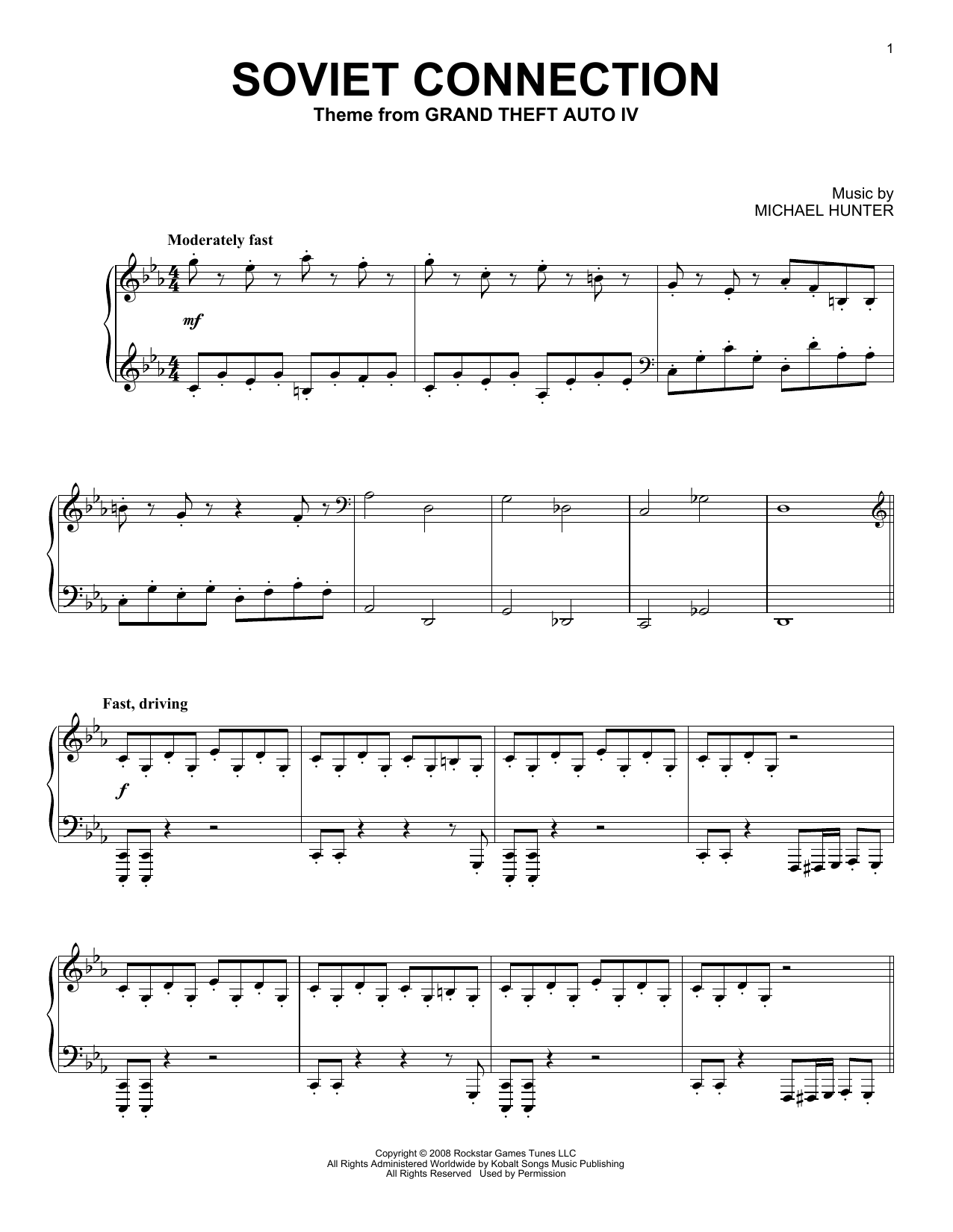 Michael Hunter Soviet Connection (from Grand Theft Auto IV) sheet music notes and chords arranged for Easy Piano Solo