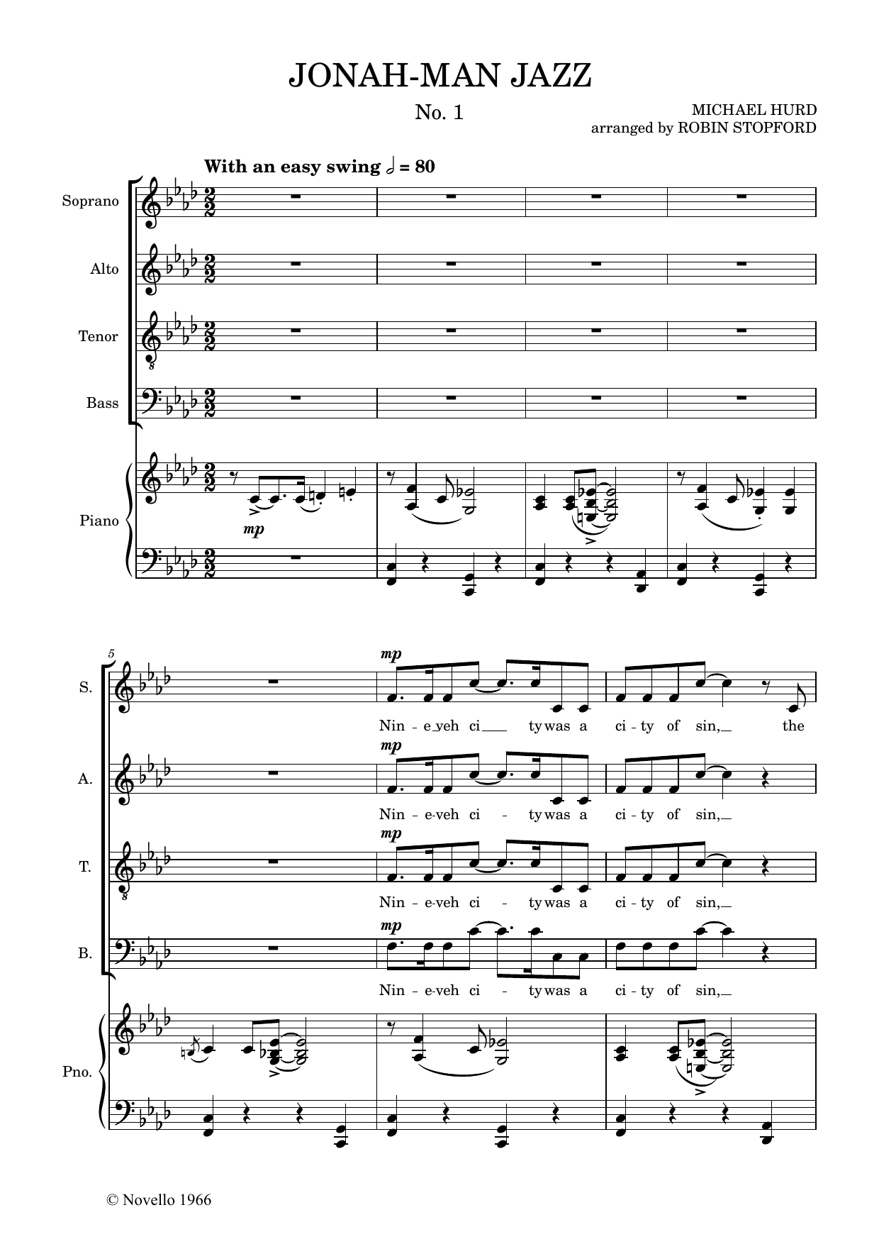 Michael Hurd Jonah-Man Jazz sheet music notes and chords arranged for Choir