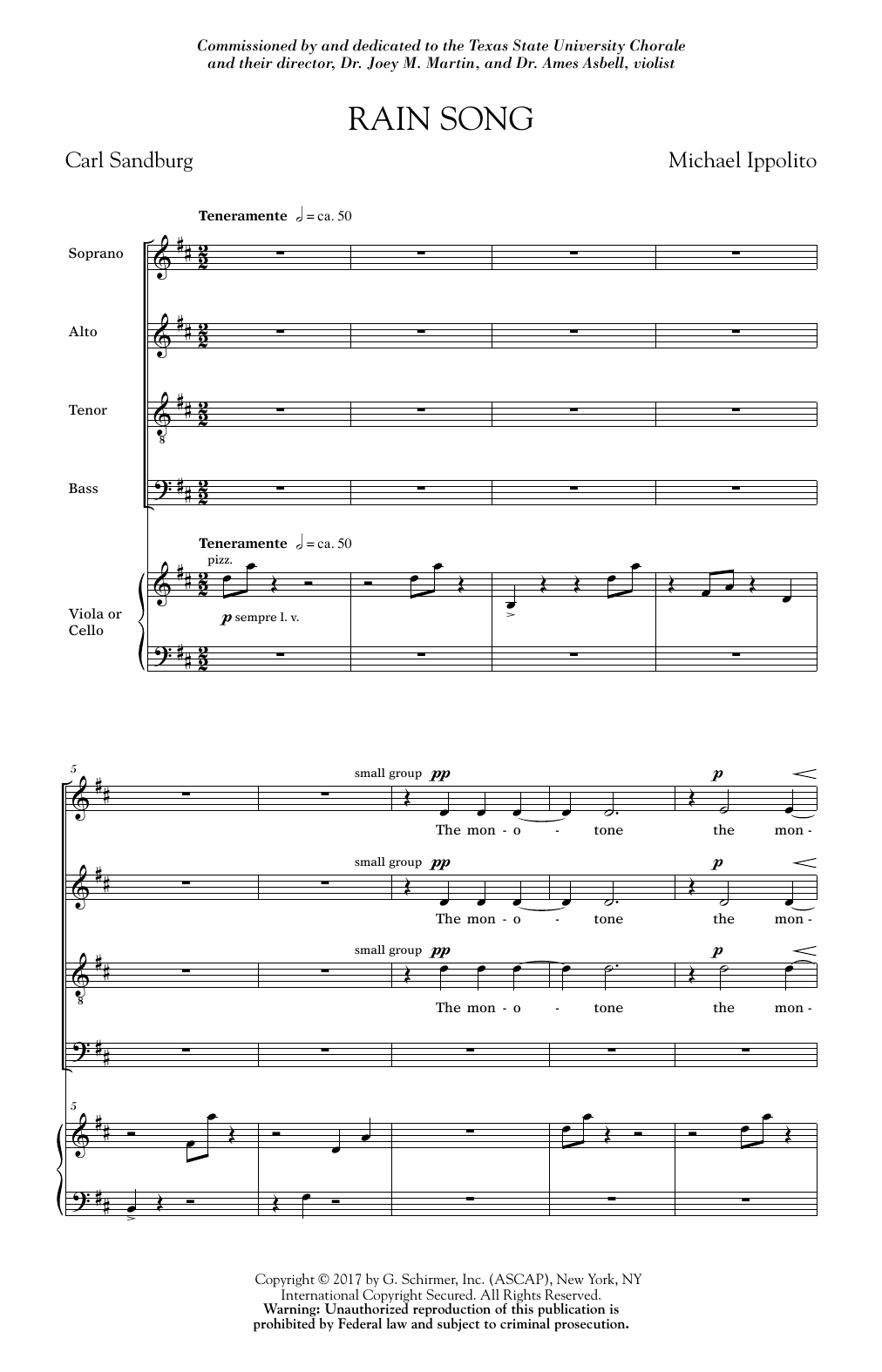Michael Ippolito Rain Song sheet music notes and chords arranged for SATB Choir