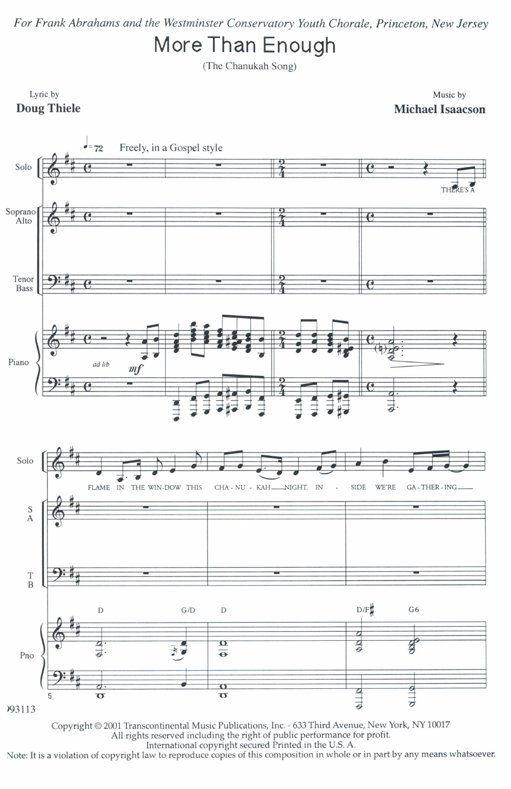 Michael Isaacson More Than Enough sheet music notes and chords arranged for SATB Choir