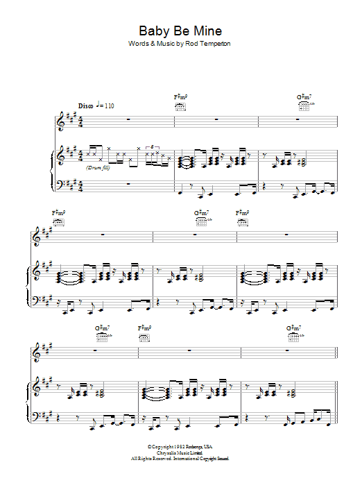 Michael Jackson Baby Be Mine sheet music notes and chords arranged for Piano, Vocal & Guitar Chords