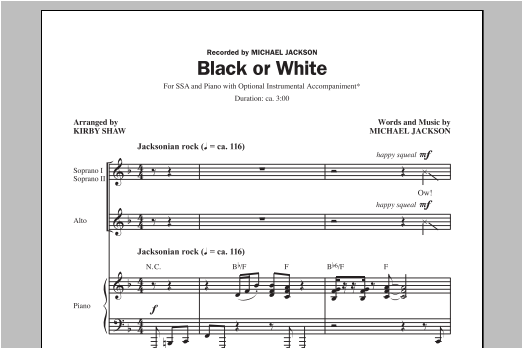 Michael Jackson Black Or White (arr. Kirby Shaw) sheet music notes and chords arranged for SATB Choir