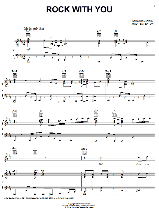 Michael Jackson Rock With You sheet music notes and chords arranged for Alto Sax Solo