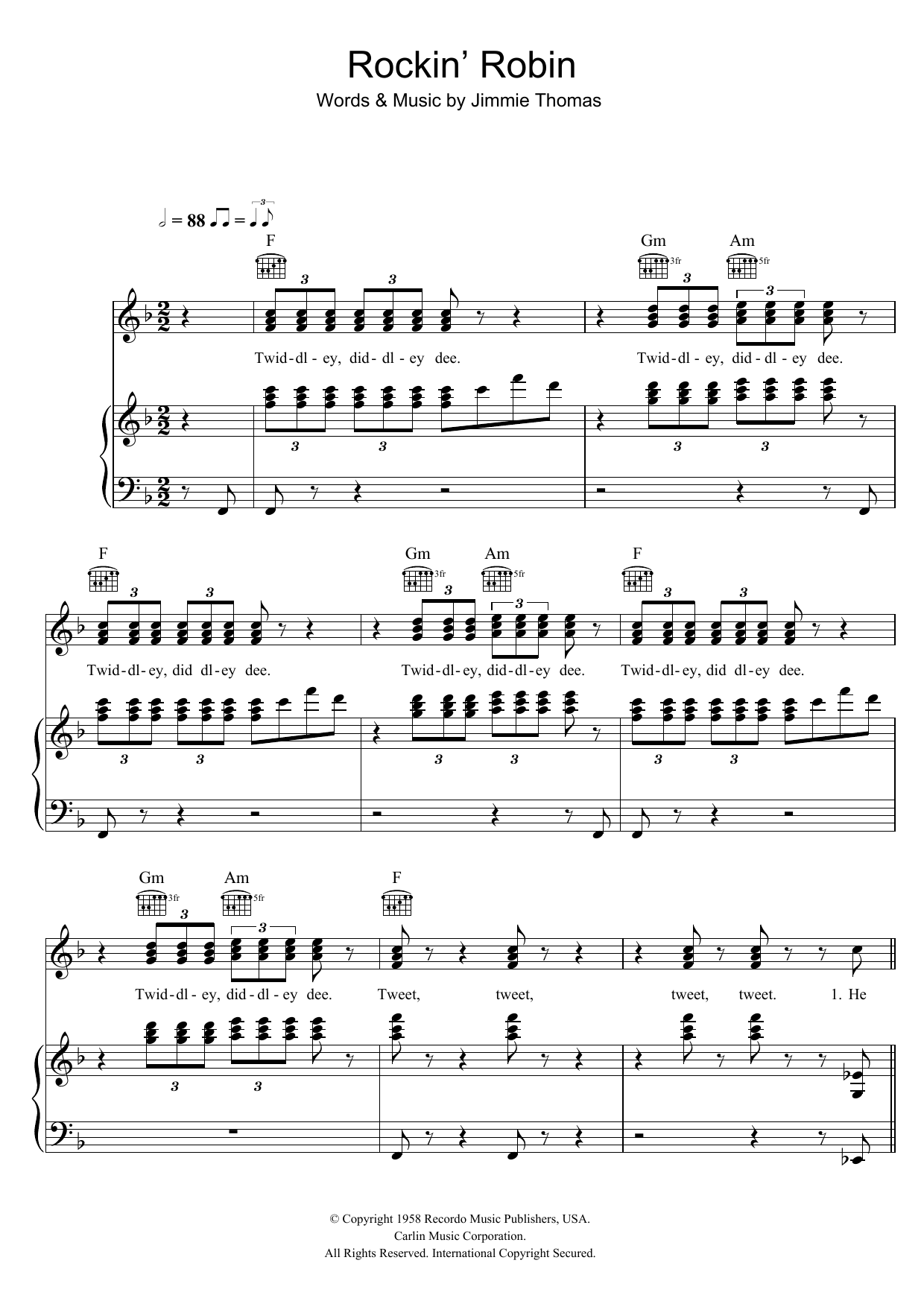 Michael Jackson Rockin' Robin sheet music notes and chords arranged for ChordBuddy