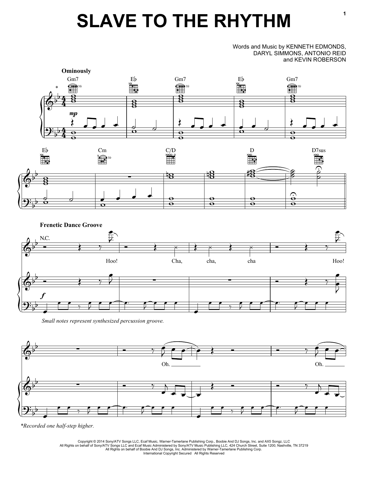 Michael Jackson Slave To The Rhythm sheet music notes and chords arranged for Piano, Vocal & Guitar Chords (Right-Hand Melody)