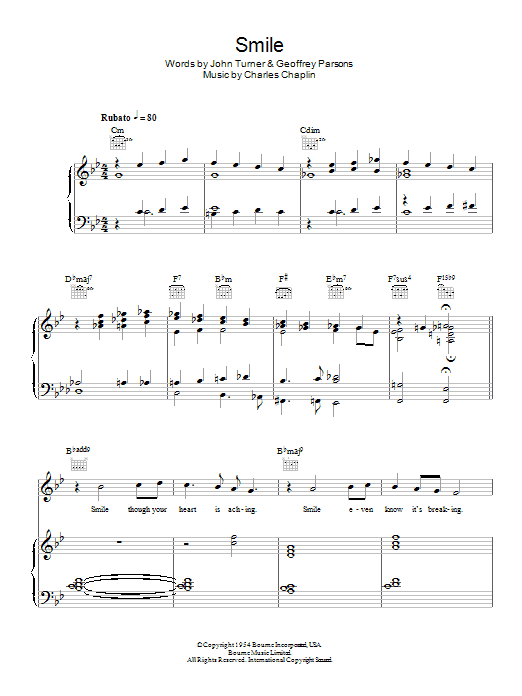 Michael Jackson Smile sheet music notes and chords arranged for Piano, Vocal & Guitar Chords