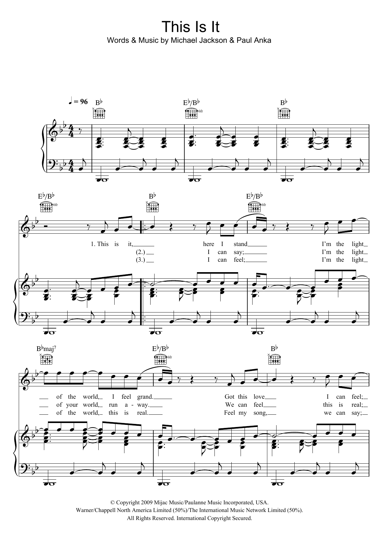 Michael Jackson This Is It sheet music notes and chords arranged for Piano, Vocal & Guitar Chords