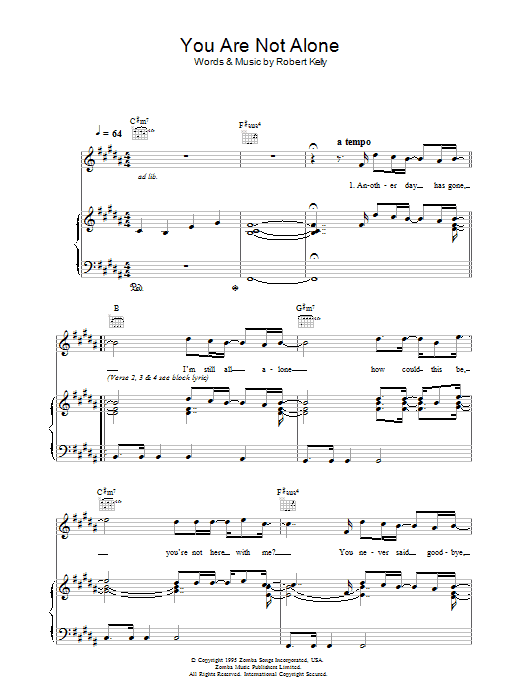 Michael Jackson You Are Not Alone sheet music notes and chords arranged for Clarinet Solo
