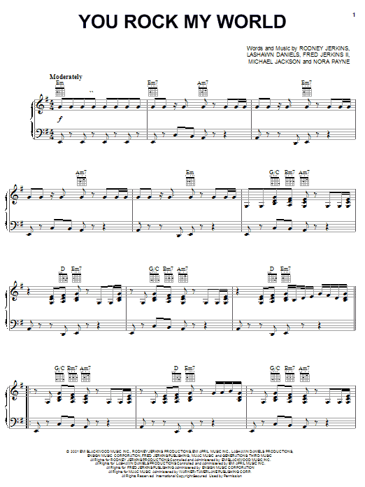 Michael Jackson You Rock My World sheet music notes and chords arranged for Guitar Chords/Lyrics
