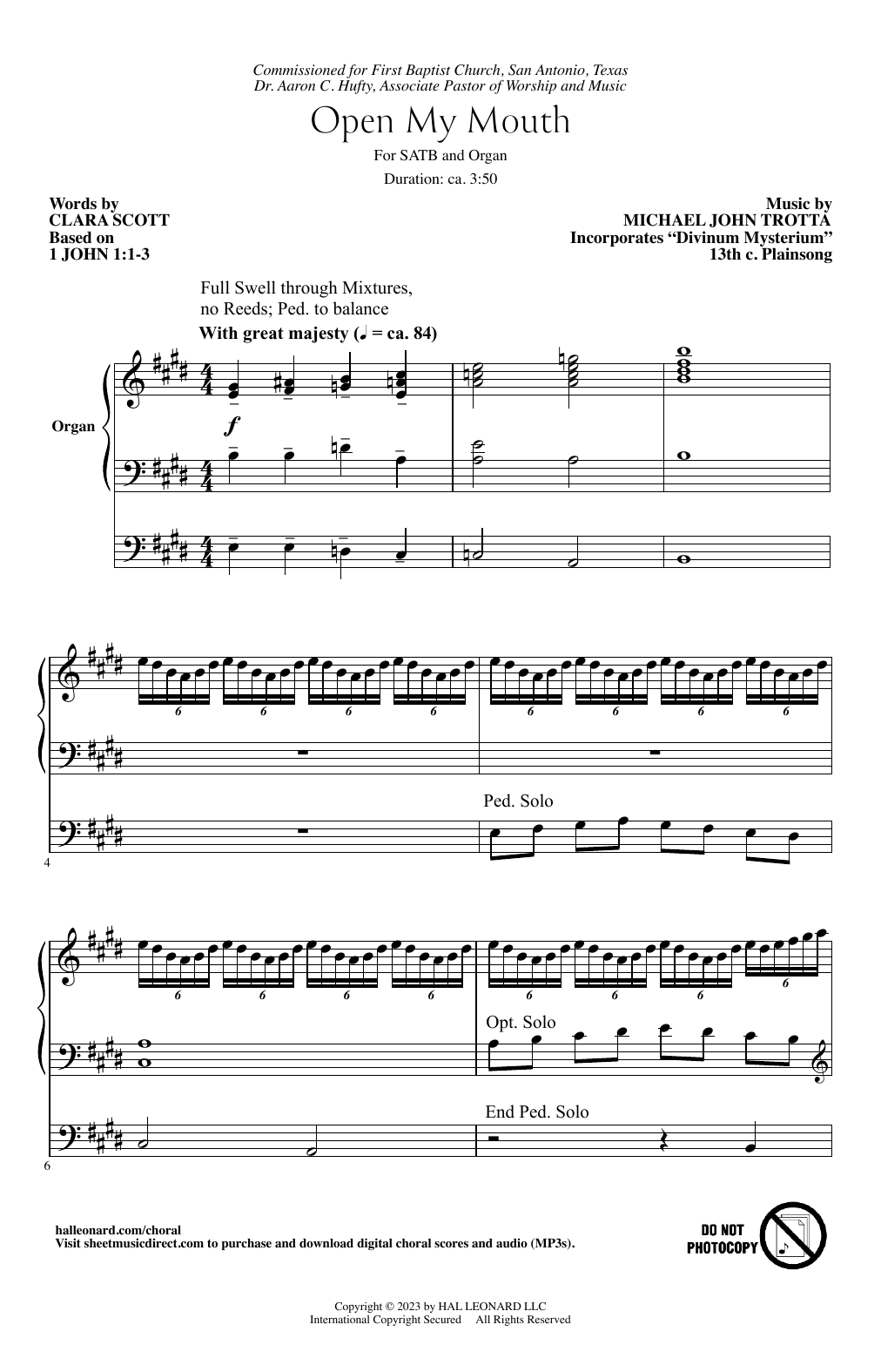 Michael John Trotta Open My Mouth sheet music notes and chords arranged for SATB Choir