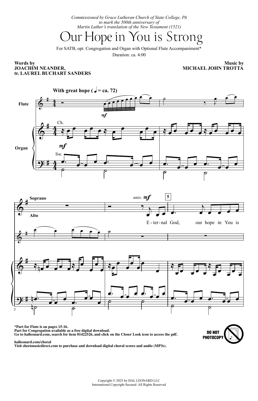 Michael John Trotta Our Hope In You Is Strong sheet music notes and chords arranged for SATB Choir