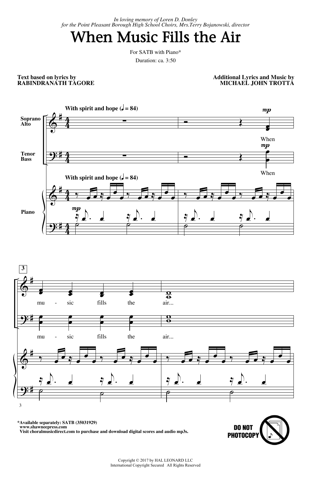 Michael John Trotta When Music Fills The Air sheet music notes and chords arranged for SATB Choir