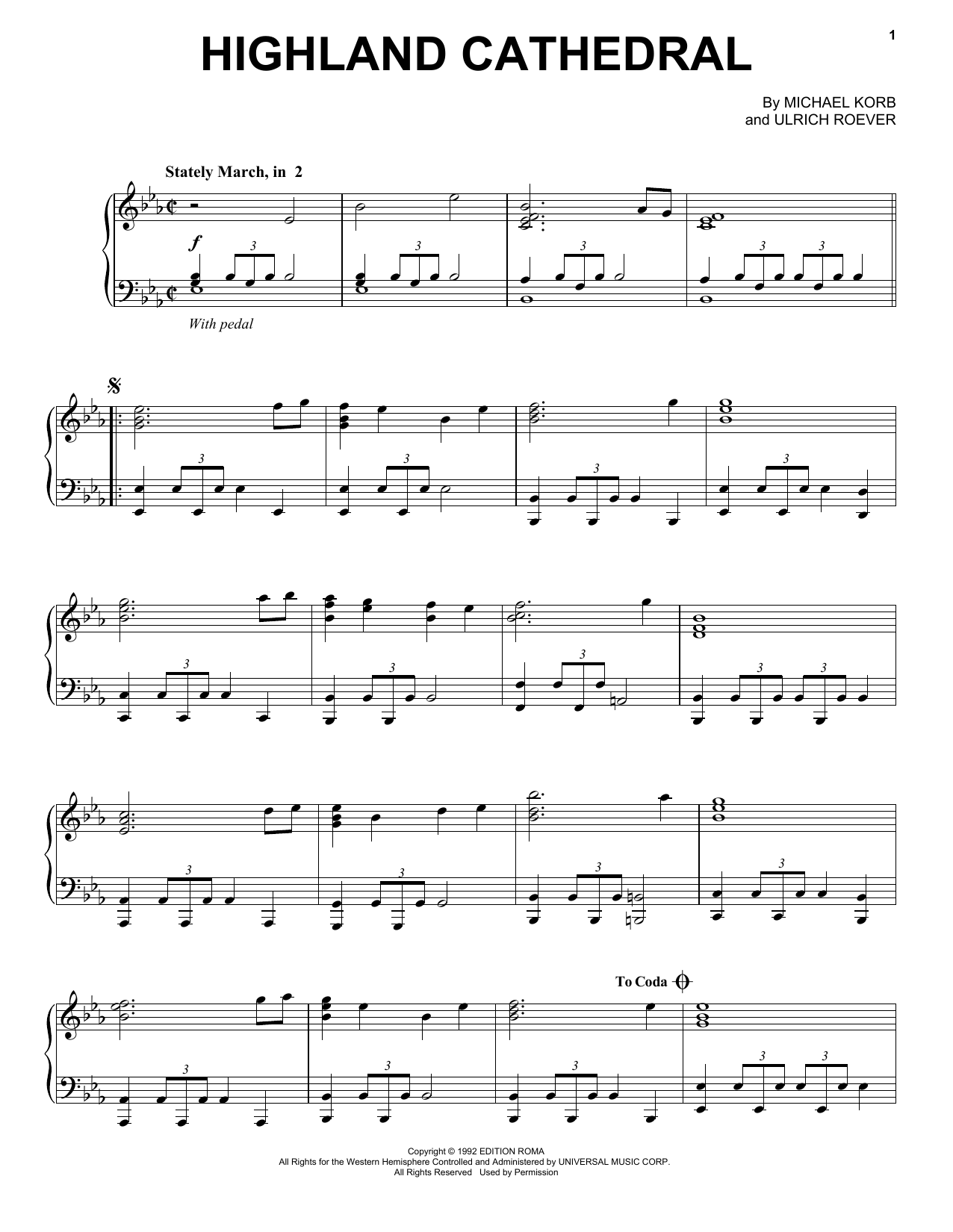 Michael Korb Highland Cathedral sheet music notes and chords arranged for Trombone Solo