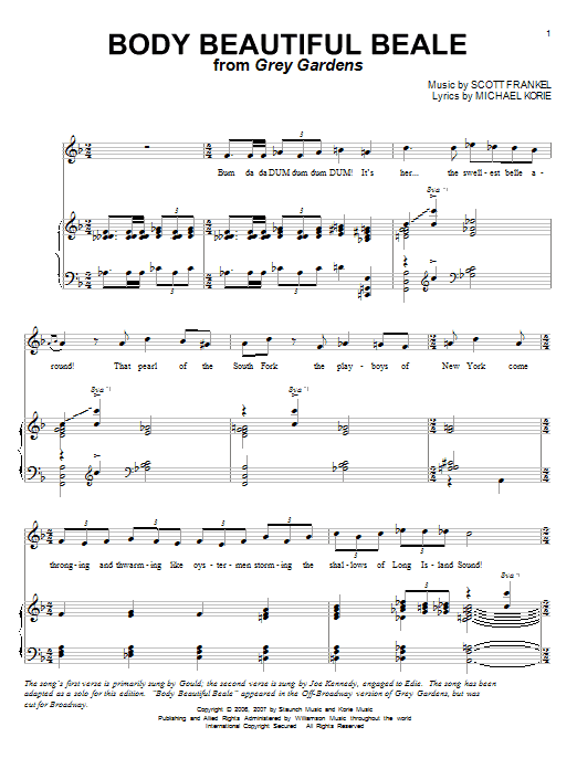 Michael Korie Body Beautiful Beale sheet music notes and chords arranged for Piano & Vocal