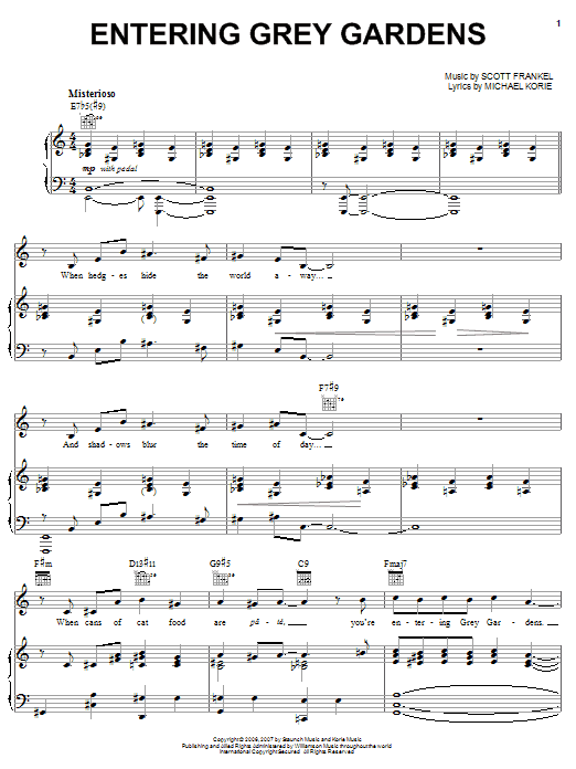 Michael Korie Entering Grey Gardens sheet music notes and chords arranged for Piano, Vocal & Guitar Chords (Right-Hand Melody)