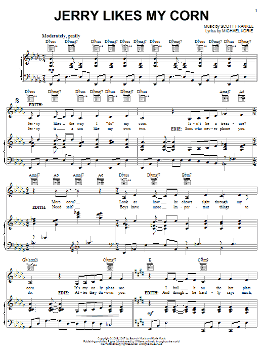 Michael Korie Jerry Likes My Corn sheet music notes and chords arranged for Piano, Vocal & Guitar Chords (Right-Hand Melody)