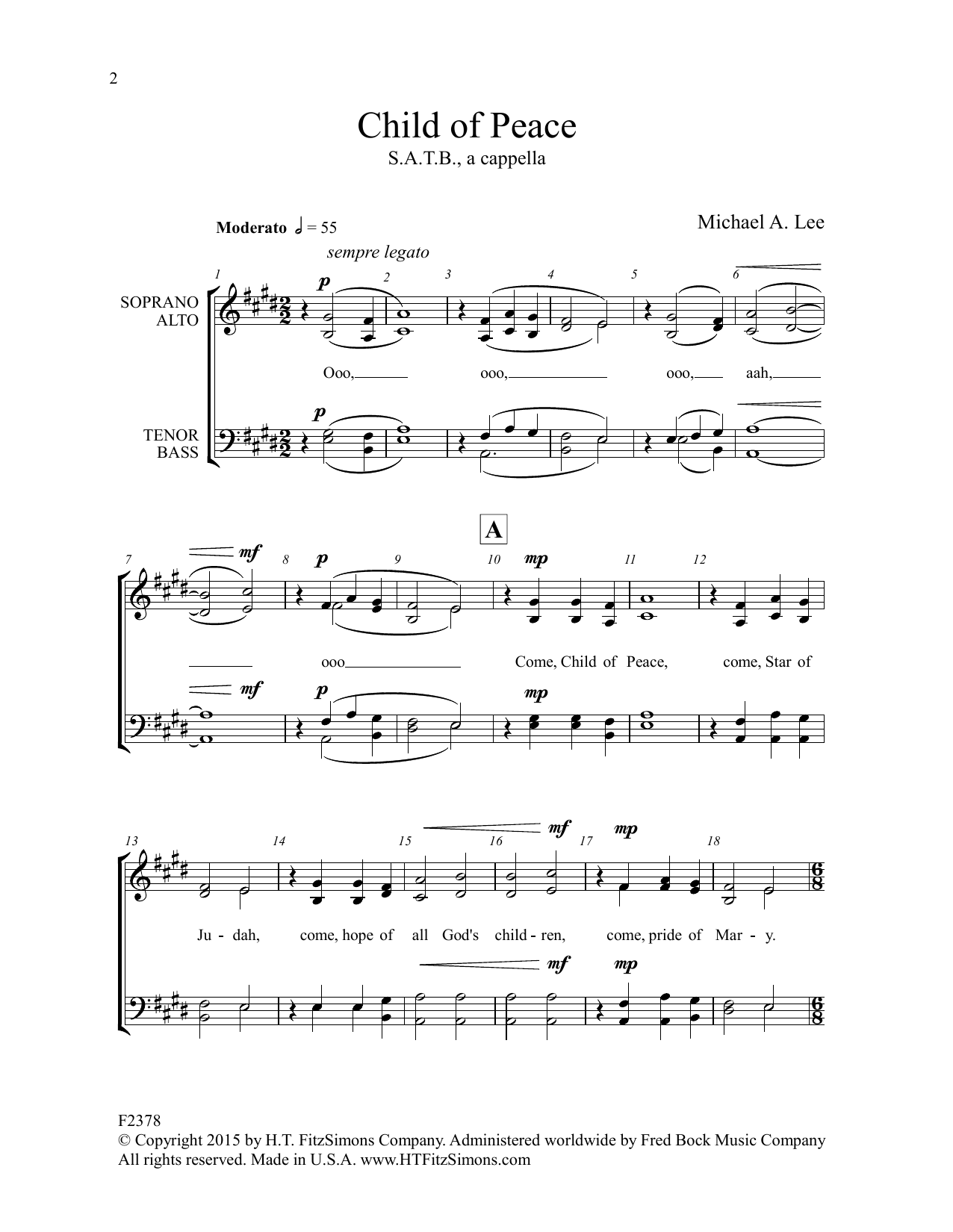 Michael Lee Child Of Peace sheet music notes and chords arranged for SATB Choir