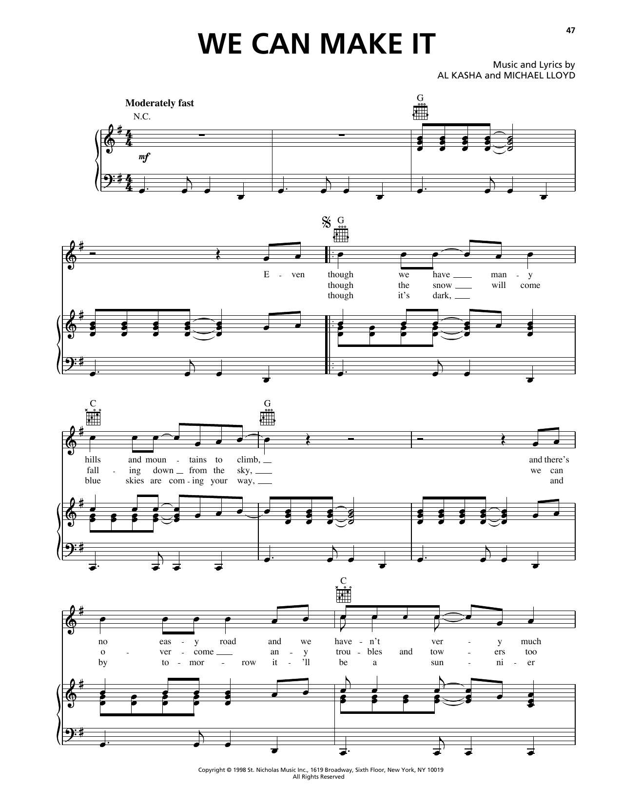 Michael Lloyd We Can Make It (from Rudolph The Red Nosed Reindeer) sheet music notes and chords arranged for Piano, Vocal & Guitar Chords (Right-Hand Melody)