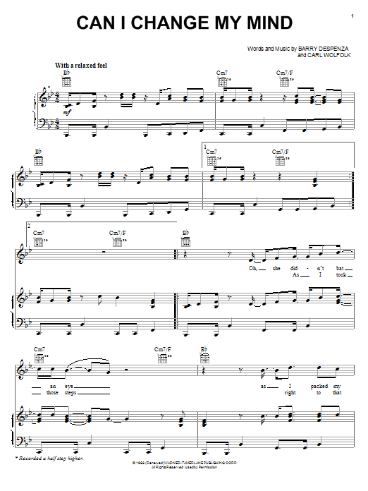 Michael McDonald Can I Change My Mind sheet music notes and chords arranged for Piano, Vocal & Guitar Chords (Right-Hand Melody)