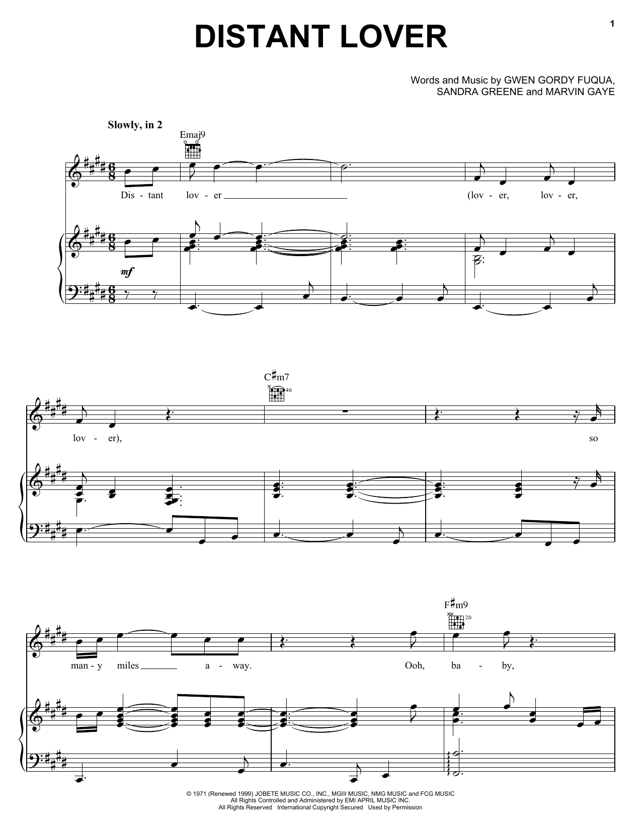 Michael McDonald Distant Lover sheet music notes and chords arranged for Piano, Vocal & Guitar Chords (Right-Hand Melody)