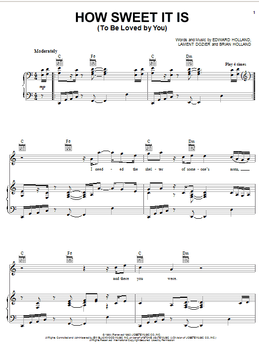 Michael McDonald How Sweet It Is (To Be Loved By You) sheet music notes and chords arranged for Piano, Vocal & Guitar Chords (Right-Hand Melody)