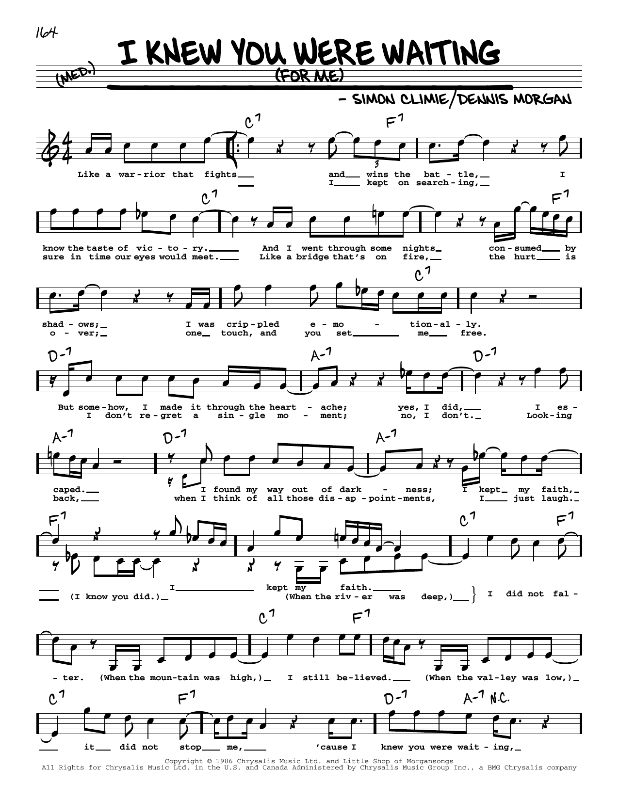 Michael McDonald I Knew You Were Waiting (For Me) (High Voice) sheet music notes and chords arranged for Real Book – Melody, Lyrics & Chords