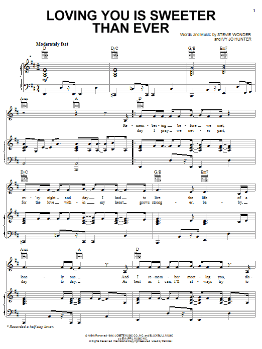 Michael McDonald Loving You Is Sweeter Than Ever sheet music notes and chords arranged for Piano, Vocal & Guitar Chords (Right-Hand Melody)