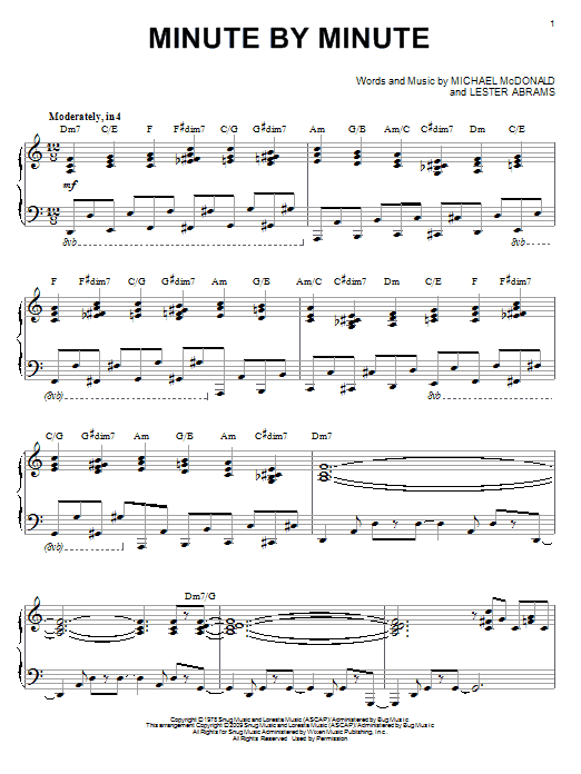 Michael McDonald Minute By Minute (arr. Larry Moore) sheet music notes and chords arranged for Piano Solo