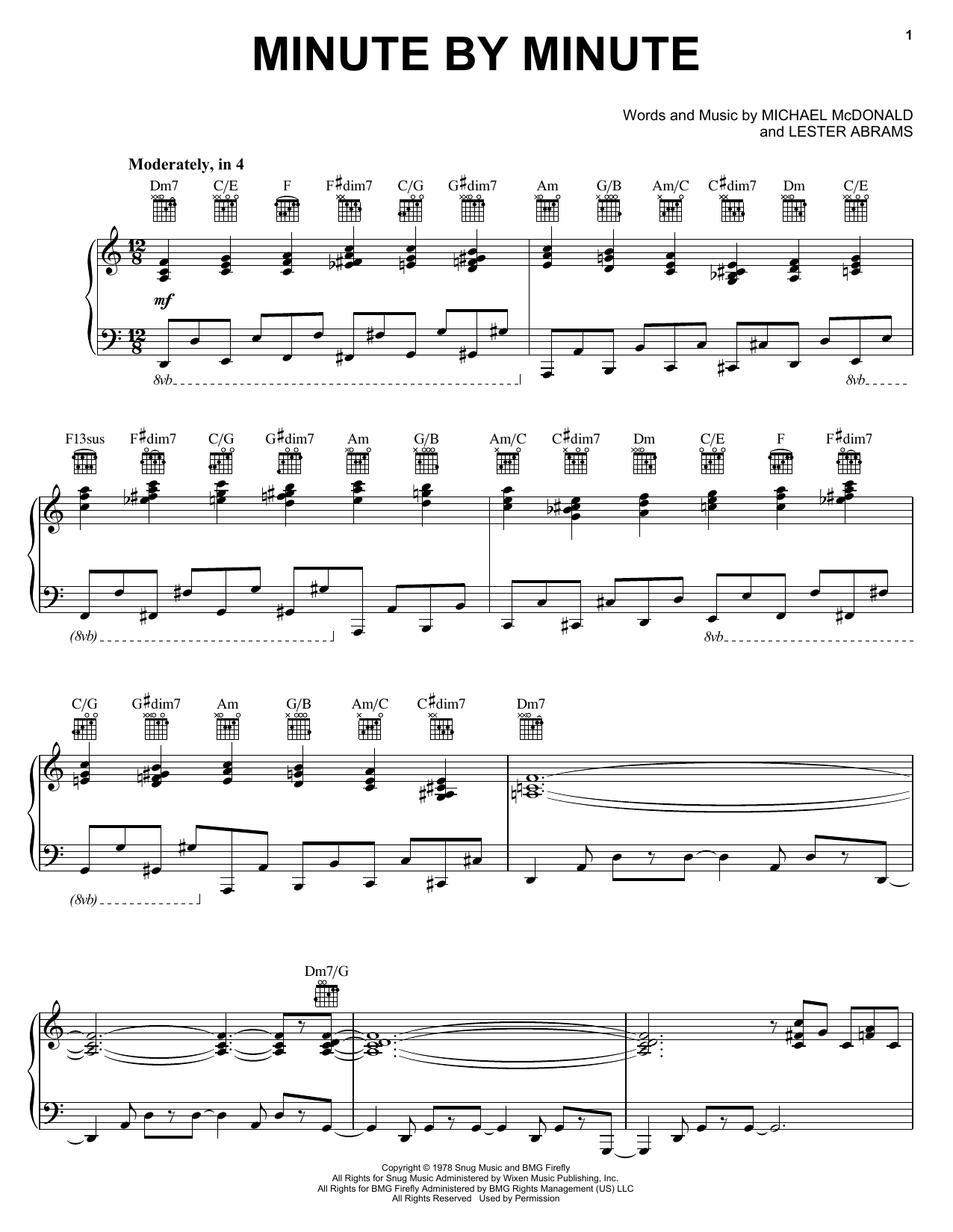 Michael McDonald Minute By Minute sheet music notes and chords arranged for Lead Sheet / Fake Book