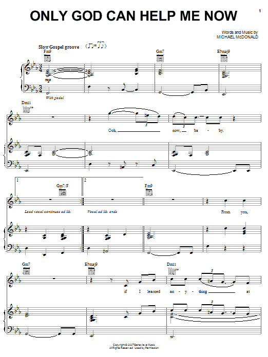 Michael McDonald Only God Can Help Me Now sheet music notes and chords arranged for Piano, Vocal & Guitar Chords (Right-Hand Melody)