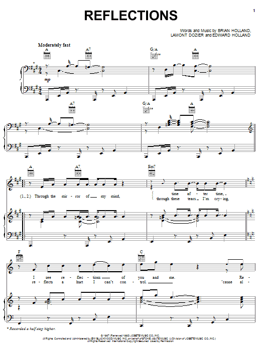 Michael McDonald Reflections sheet music notes and chords arranged for Piano, Vocal & Guitar Chords (Right-Hand Melody)