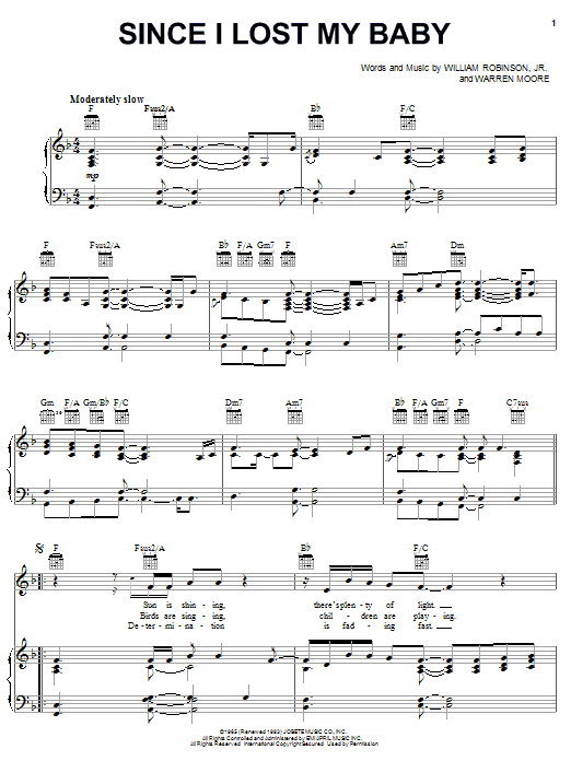 Michael McDonald Since I Lost My Baby sheet music notes and chords arranged for Piano, Vocal & Guitar Chords (Right-Hand Melody)