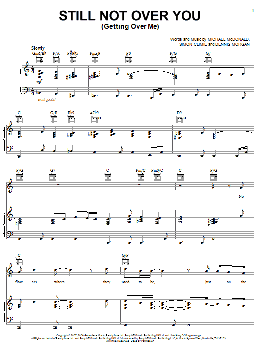 Michael McDonald Still Not Over You (Getting Over Me) sheet music notes and chords arranged for Piano, Vocal & Guitar Chords (Right-Hand Melody)