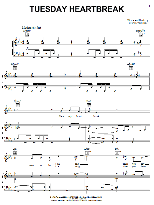 Michael McDonald Tuesday Heartbreak sheet music notes and chords arranged for Piano, Vocal & Guitar Chords (Right-Hand Melody)