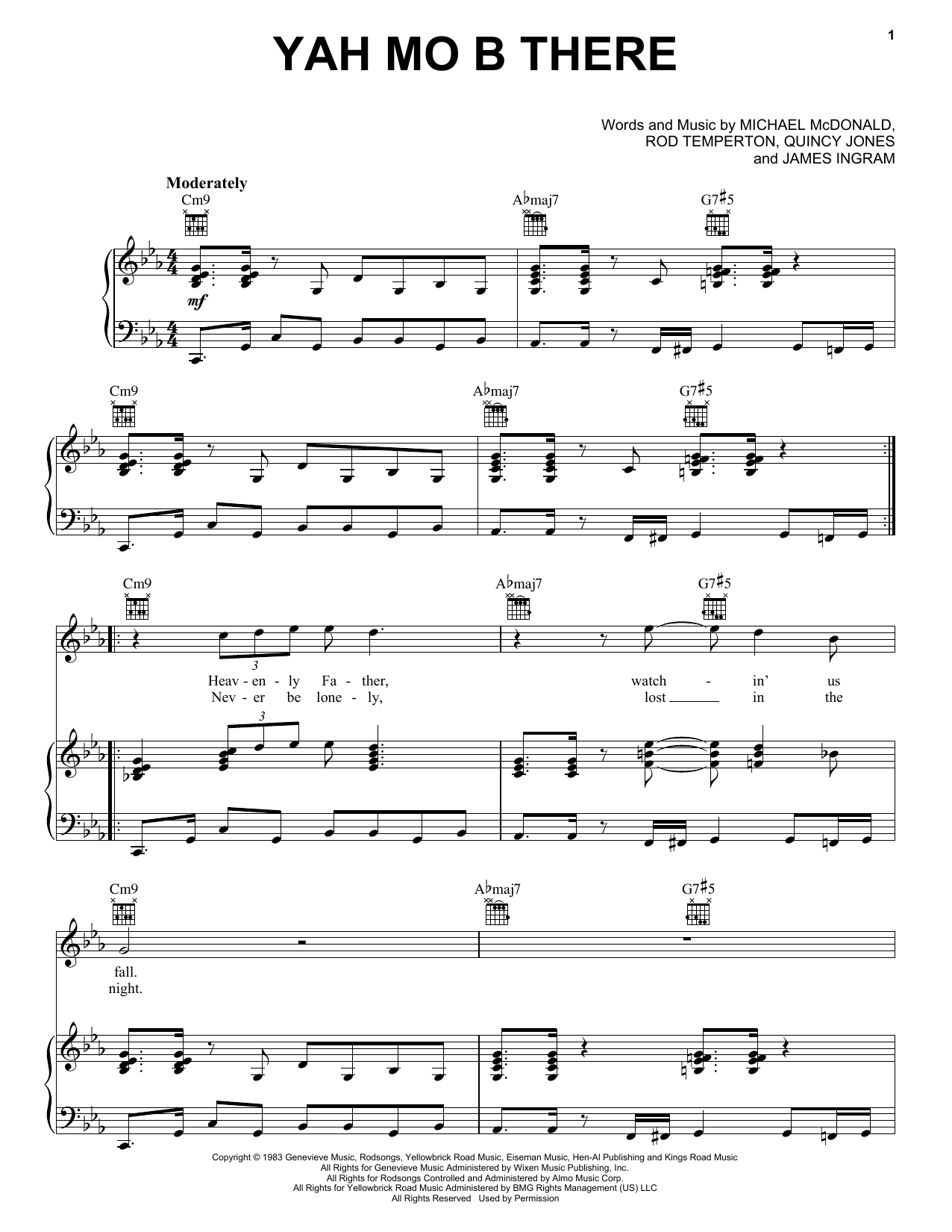 Michael McDonald Yah Mo B There sheet music notes and chords arranged for Piano, Vocal & Guitar Chords (Right-Hand Melody)