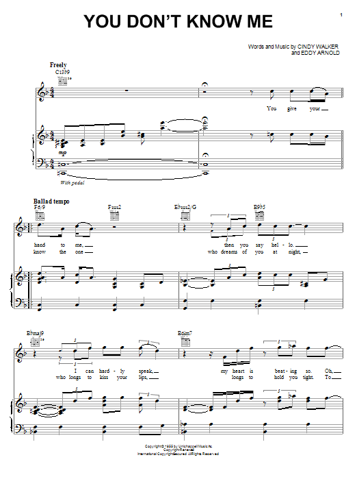 Michael McDonald You Don't Know Me sheet music notes and chords arranged for Piano, Vocal & Guitar Chords (Right-Hand Melody)
