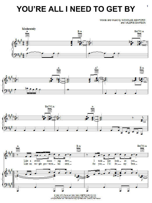 Michael McDonald You're All I Need To Get By sheet music notes and chords arranged for Piano, Vocal & Guitar Chords (Right-Hand Melody)