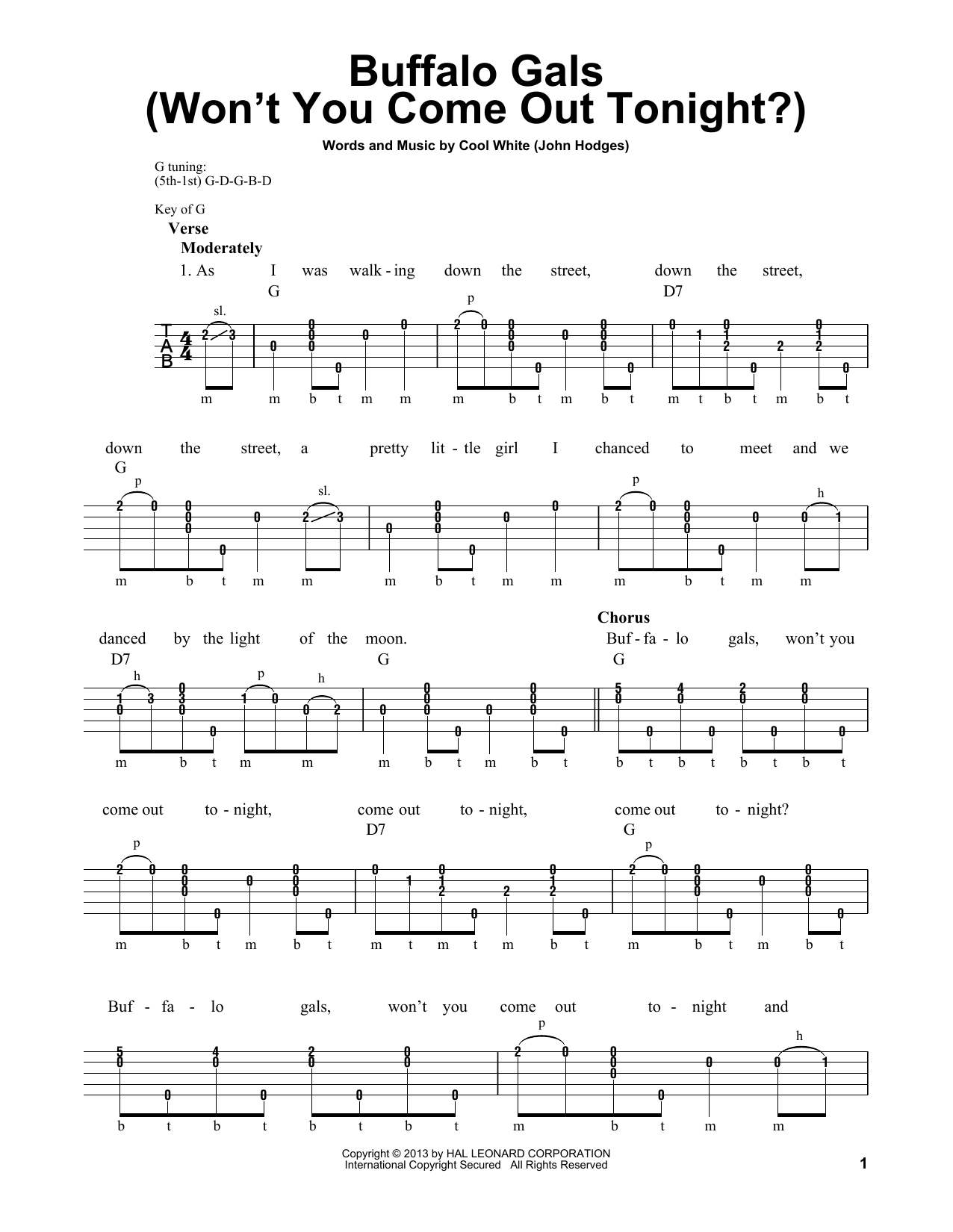 Michael Miles Buffalo Gals (Won't You Come Out Tonight?) sheet music notes and chords arranged for Banjo Tab