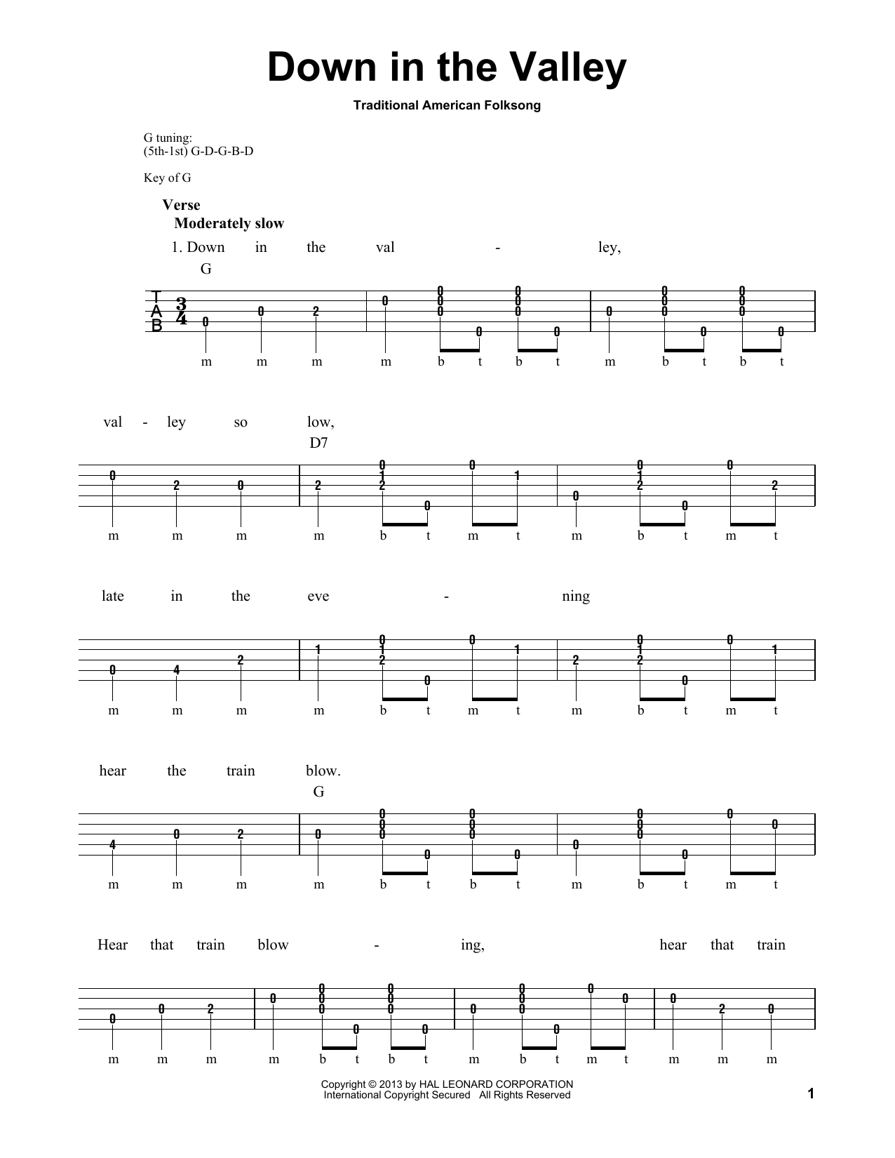 Michael Miles Down In The Valley sheet music notes and chords arranged for Banjo Tab