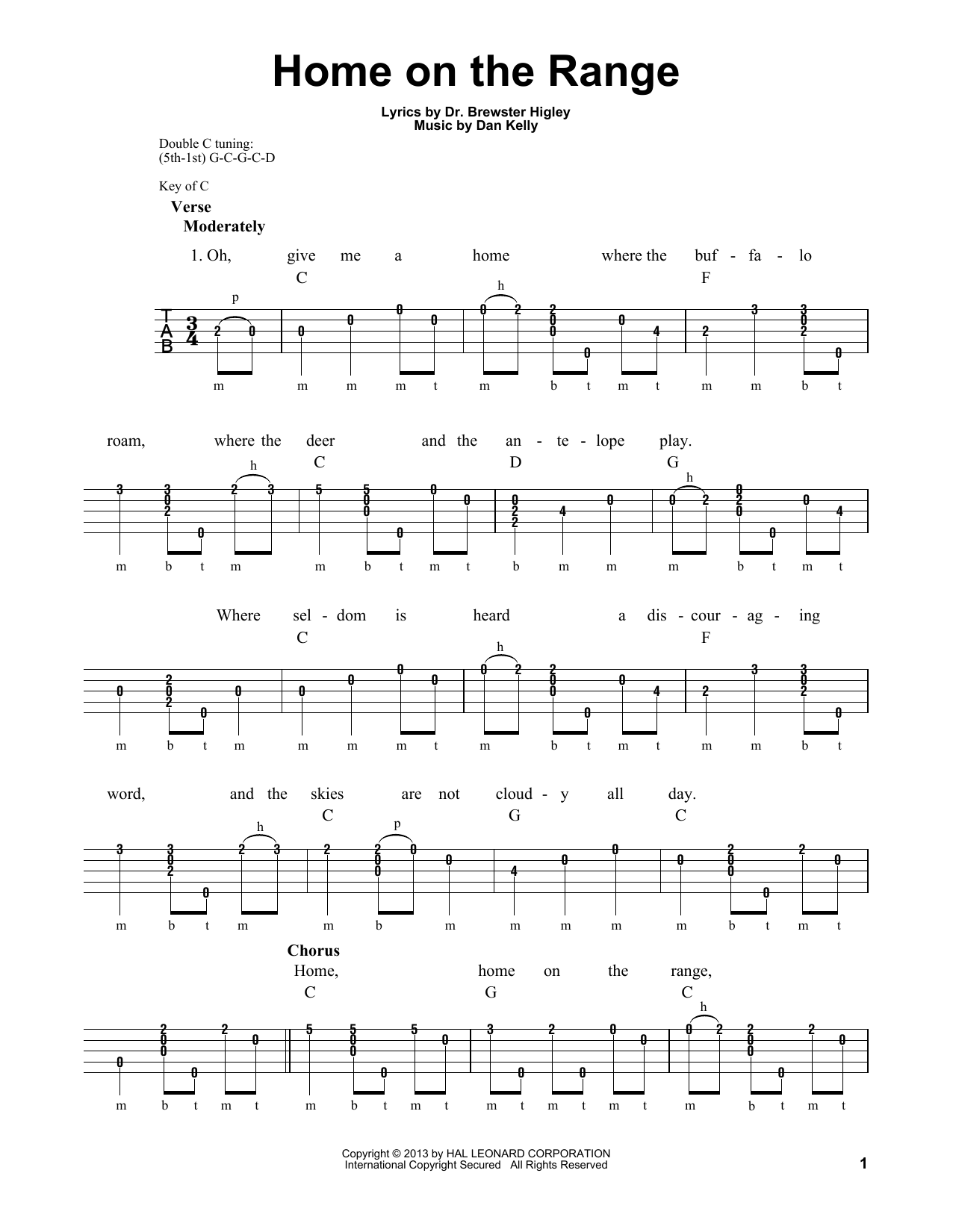 Michael Miles Home On The Range sheet music notes and chords arranged for Banjo Tab