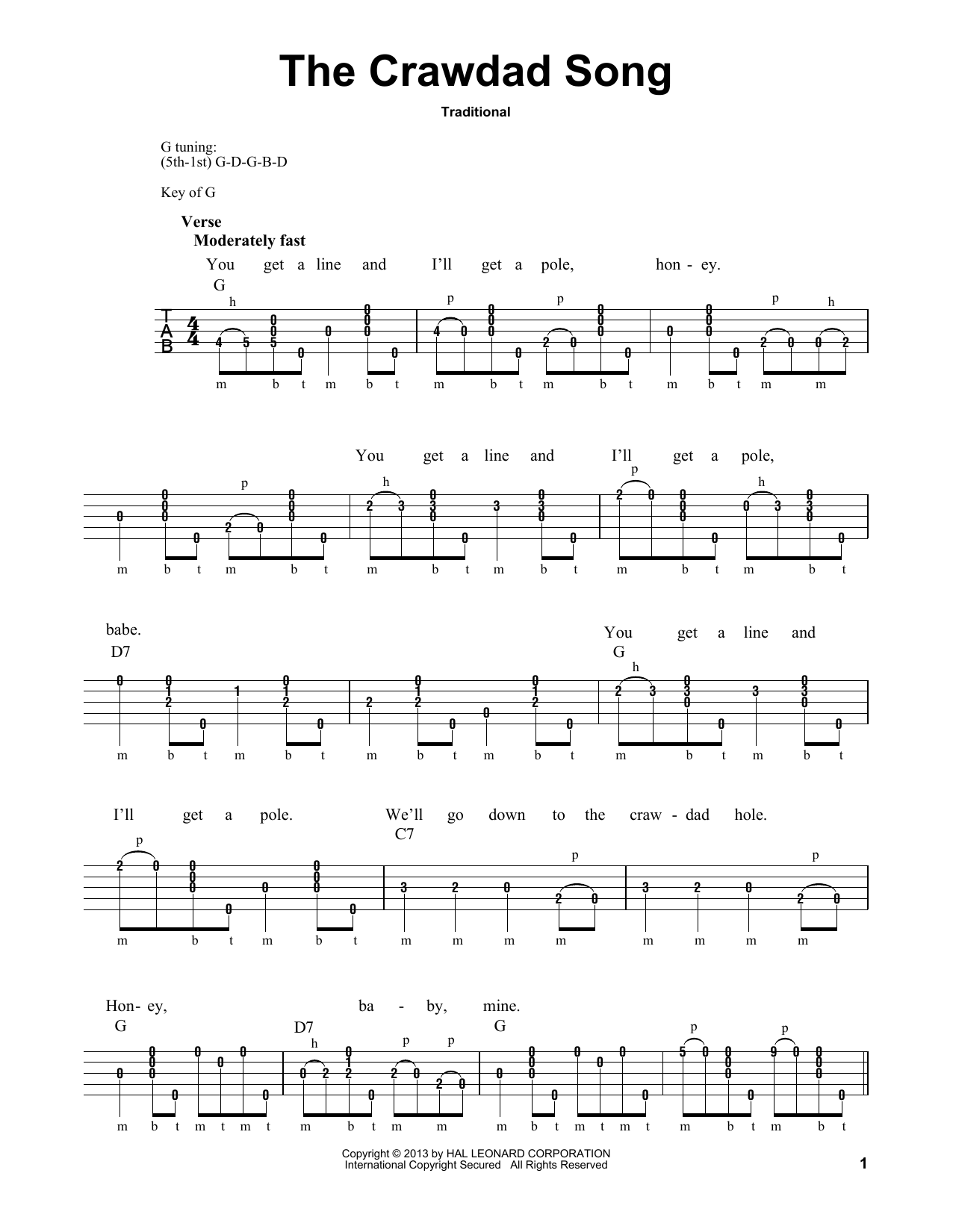 Michael Miles The Crawdad Song sheet music notes and chords arranged for Banjo Tab