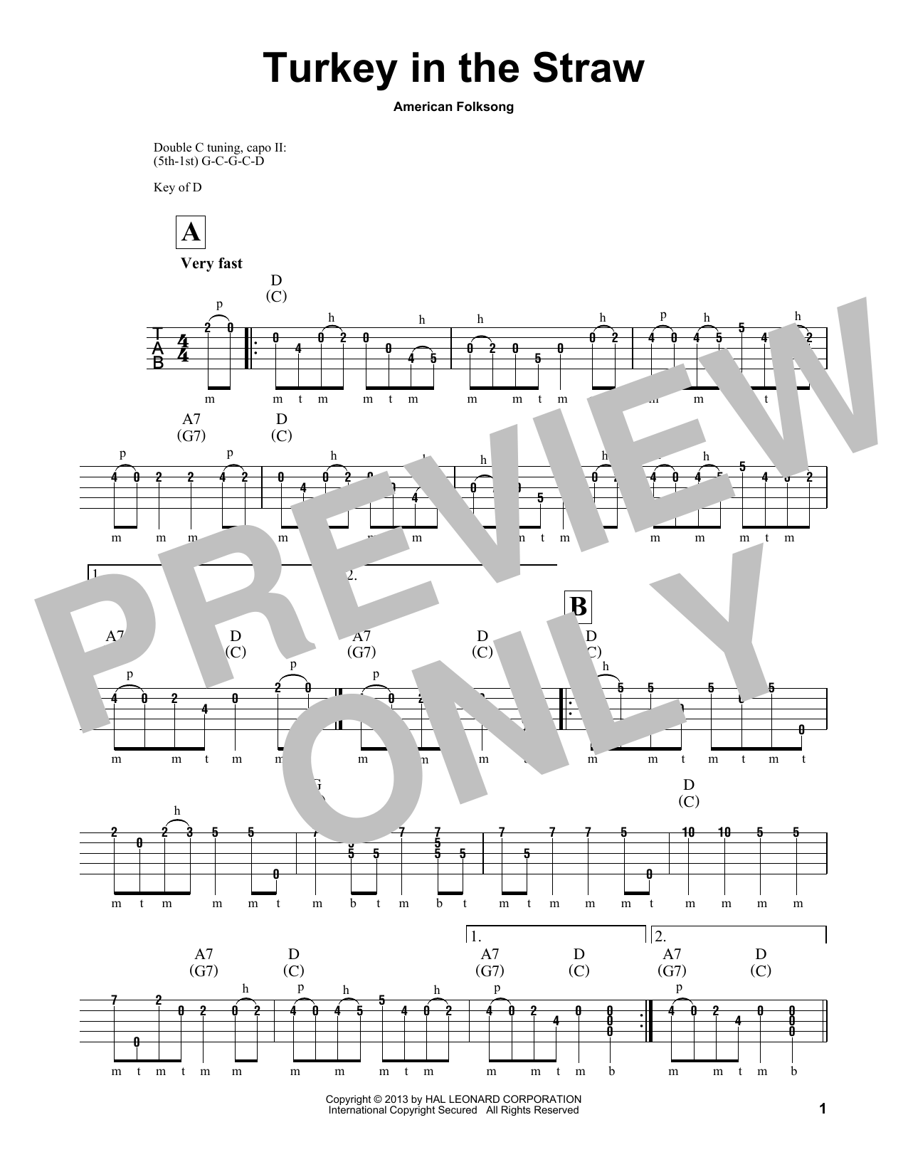Michael Miles Turkey In The Straw sheet music notes and chords arranged for Banjo Tab